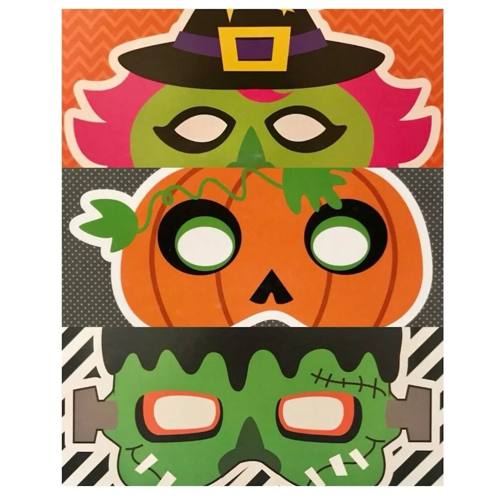 3 Assorted Design Halloween Glow Stick Eye Mask FRANKENSTEIN  & PUMPkIN & WITCH